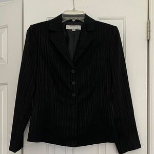 Tahari Black Pleated-Texture Button Blazer